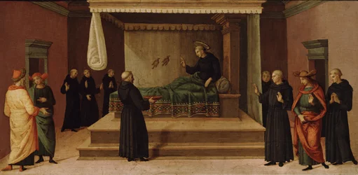 Św. Mikołaj z Tolentino przywracający do życia dwie kuropatwy, ok. 1500-30 (tempera na desce)